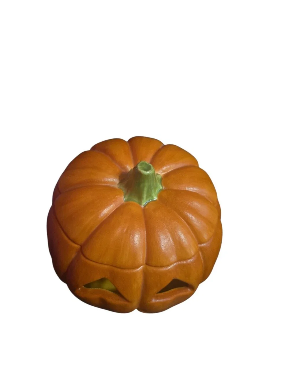 Orange Ceramic Jack-O'-Lantern Decorative Accent